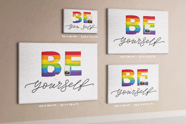 Cork memo board Be yourself lettering