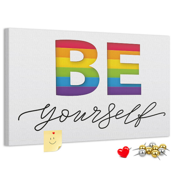 Cork memo board Be yourself lettering