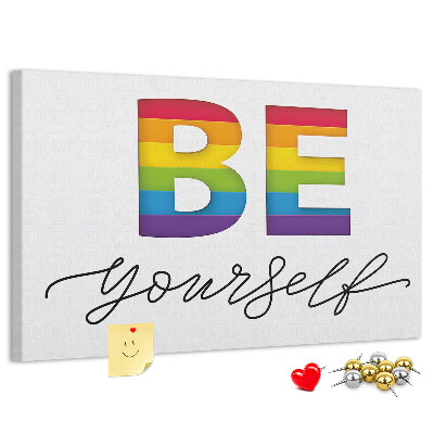 Cork memo board Be yourself lettering