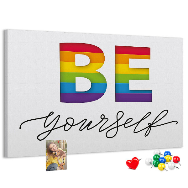 Cork memo board Be yourself lettering
