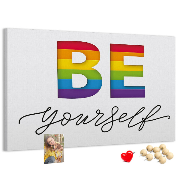 Cork memo board Be yourself lettering