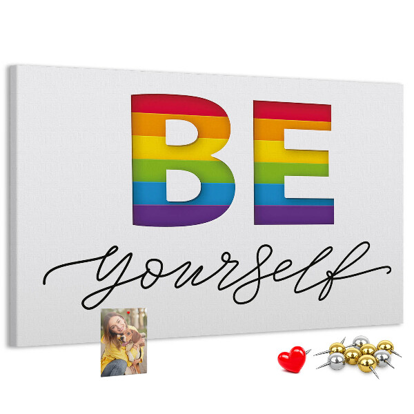 Cork memo board Be yourself lettering