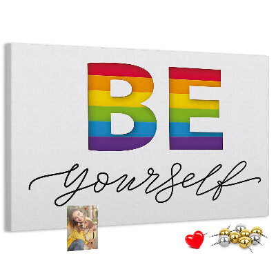 Cork memo board Be yourself lettering