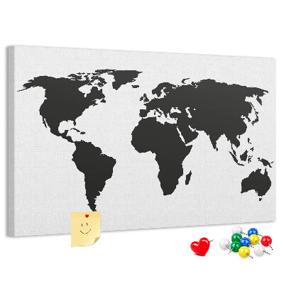 Cork board Black world map