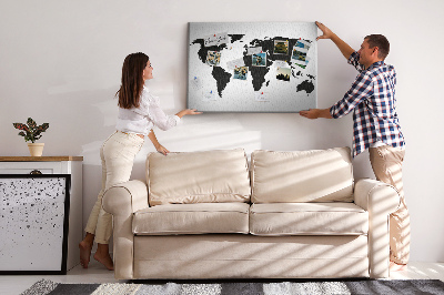 Cork board Black world map