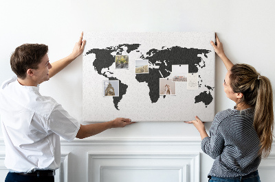 Cork board Black world map