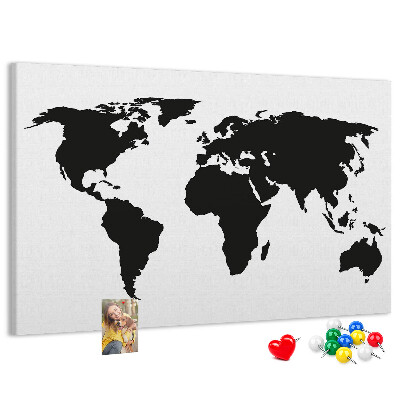 Cork board Black world map