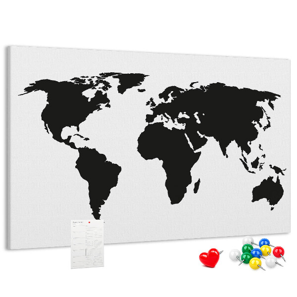 Cork board Black world map