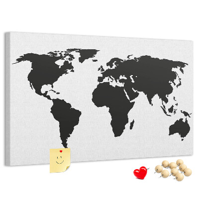 Cork board Black world map