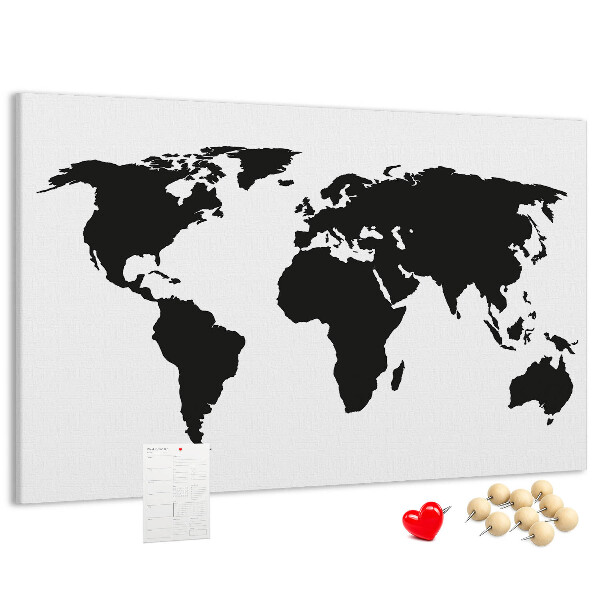 Cork board Black world map
