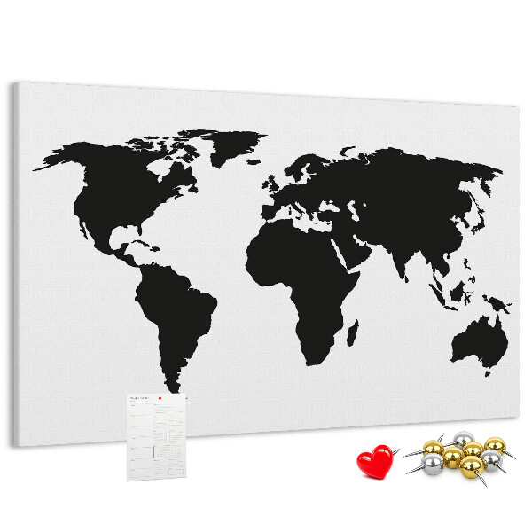 Cork board Black world map