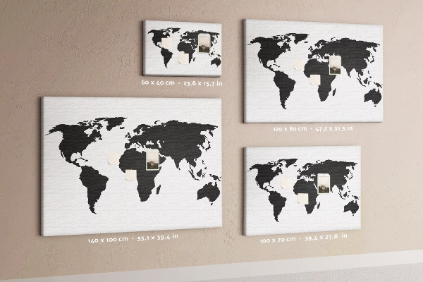 Cork board Black world map
