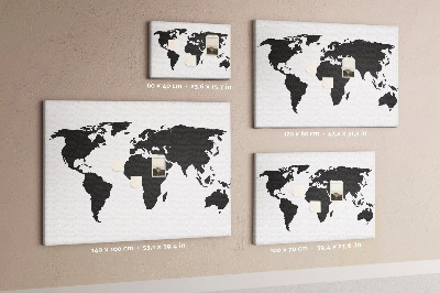 Cork board Black world map