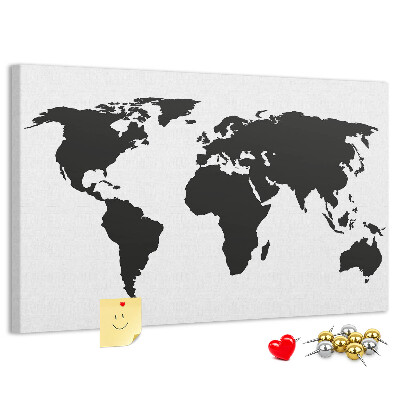 Cork board Black world map
