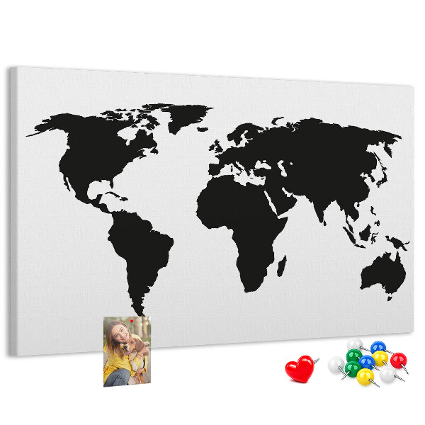 Cork board Black world map