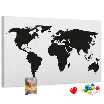 Cork board Black world map