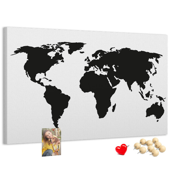 Cork board Black world map