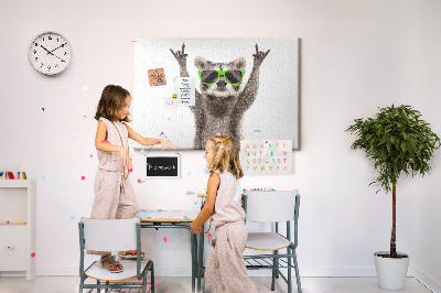 Cork memo board Raccoon wearing glasses