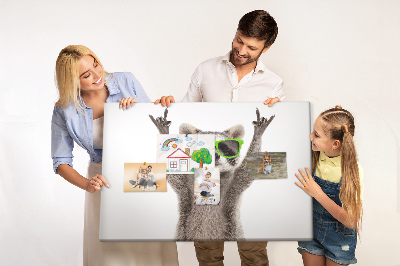 Cork memo board Raccoon wearing glasses