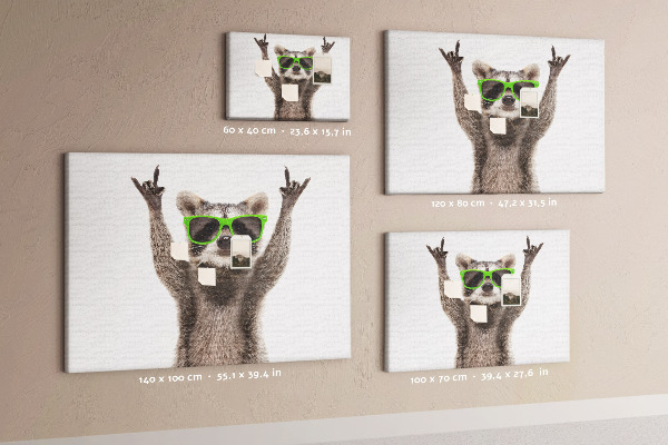 Cork memo board Raccoon wearing glasses