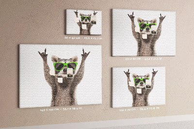 Cork memo board Raccoon wearing glasses
