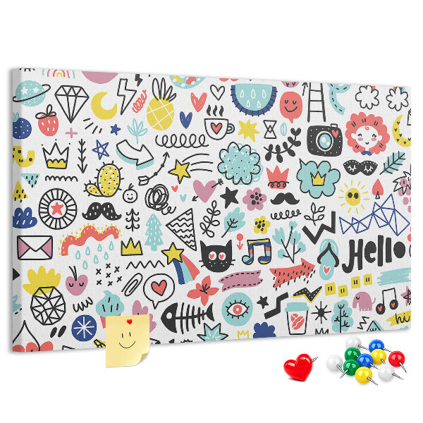 Cork memo board Picture sketches