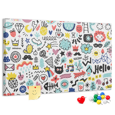 Cork memo board Picture sketches