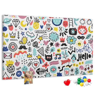 Cork memo board Picture sketches