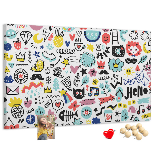 Cork memo board Picture sketches