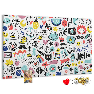 Cork memo board Picture sketches