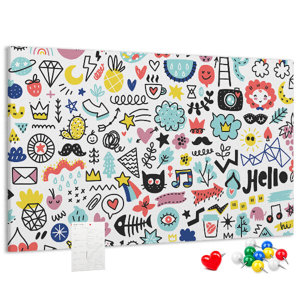 Cork memo board Picture sketches