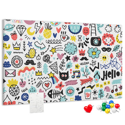Cork memo board Picture sketches