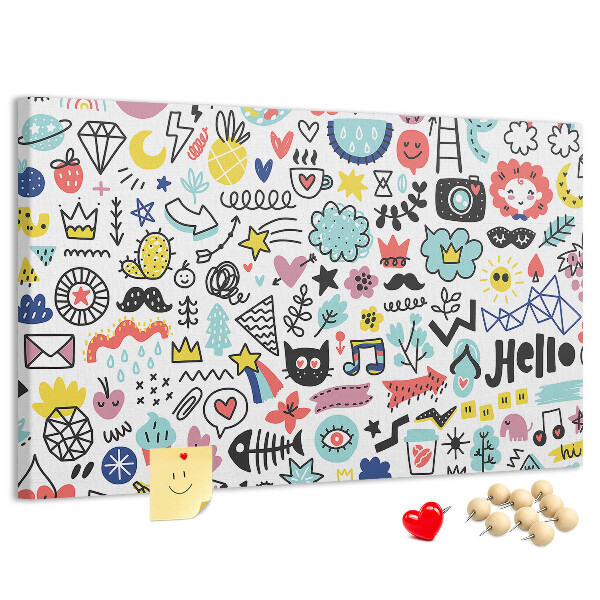 Cork memo board Picture sketches