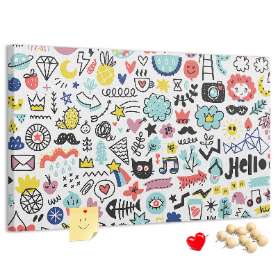 Cork memo board Picture sketches