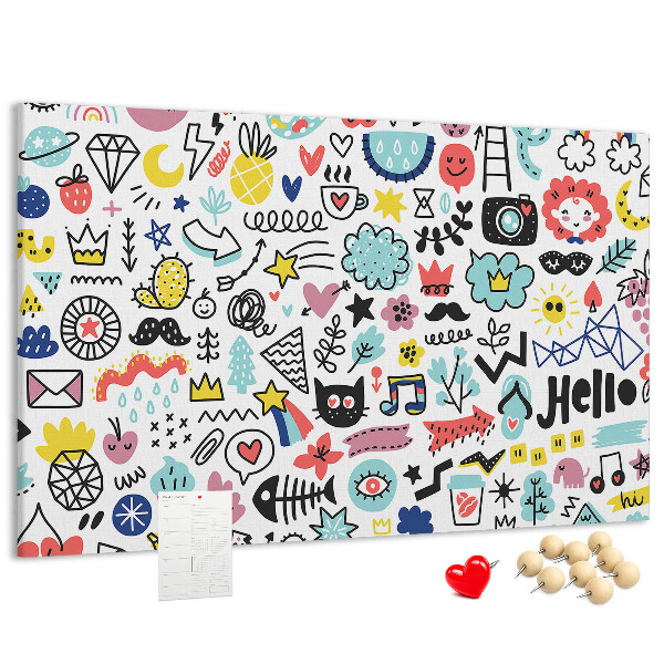Cork memo board Picture sketches
