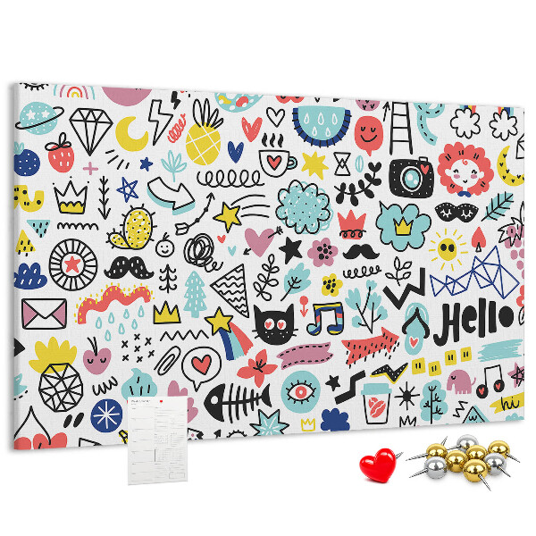 Cork memo board Picture sketches