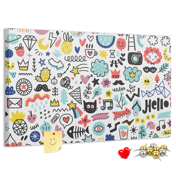 Cork memo board Picture sketches