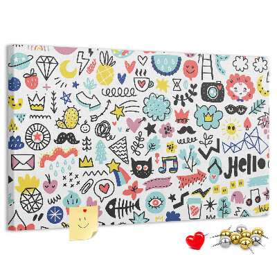 Cork memo board Picture sketches