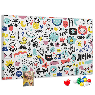 Cork memo board Picture sketches