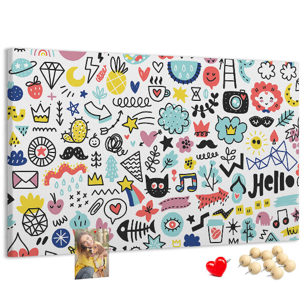 Cork memo board Picture sketches