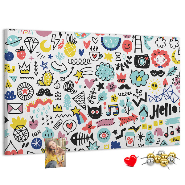 Cork memo board Picture sketches
