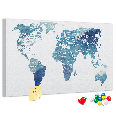 Cork memo board World map