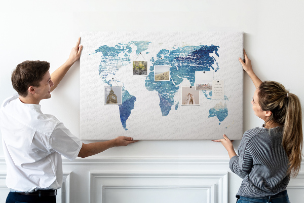 Cork memo board World map