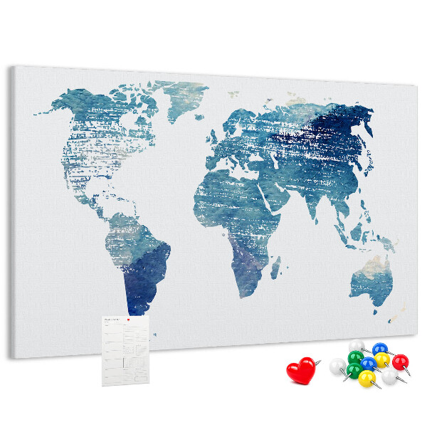 Cork memo board World map