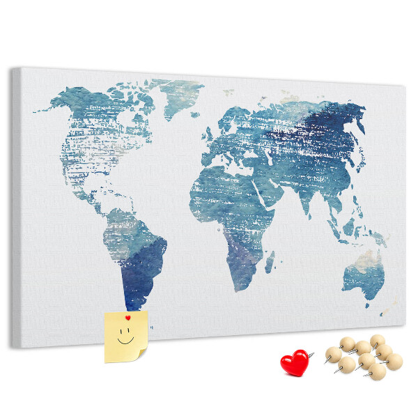 Cork memo board World map