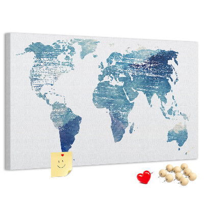 Cork memo board World map