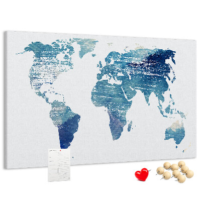 Cork memo board World map