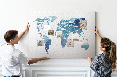 Cork memo board World map