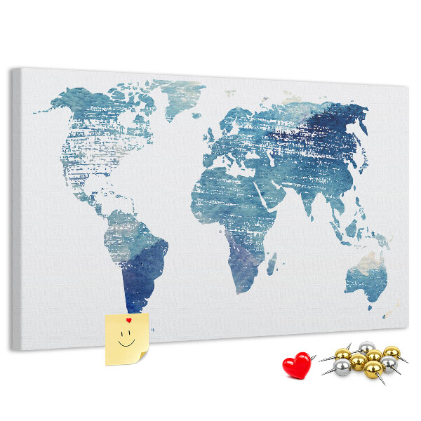 Cork memo board World map
