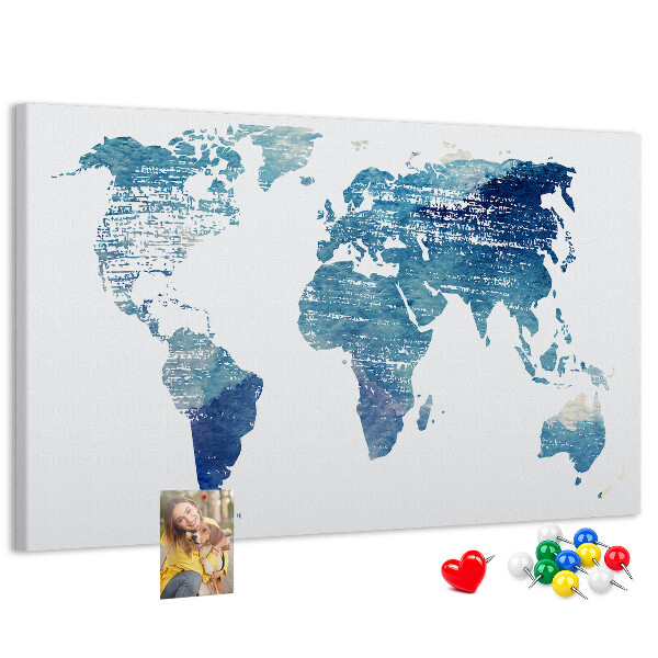 Cork memo board World map